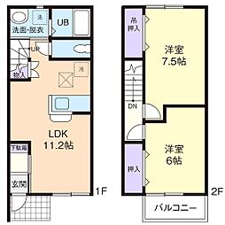 グラシアB 2LDKの間取図画像