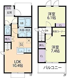 ファミールガーデン B 2LDKの間取図画像