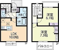 27.1.15(新築)寄居町赤浜テラスハウス 2LDKの間取図画像
