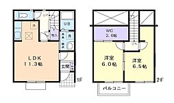 グランドコッピD 2LDKの間取図画像