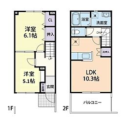 メゾン・ド・ルビナス 2LDKの間取図画像