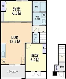 ベルドミール 2LDKの間取図画像