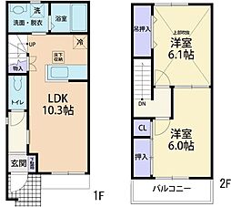 井ノ口スプリングサイドN 2LDKの間取図画像
