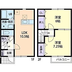プリムローズA 2LDKの間取図画像