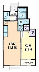 スカイハウス 1LDKの間取図画像