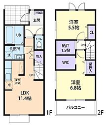 2/1(仮称)成田市郷部テラスハウス A 2LDKの間取図画像