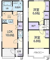 2/1(仮称)西郷村熊倉テラスハウス B 2LDKの間取図画像