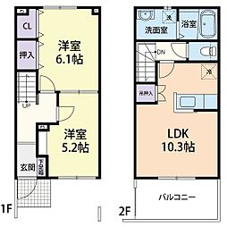 パストラルコートM 2LDKの間取図画像