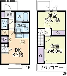 オルタナシアA 2DKの間取図画像