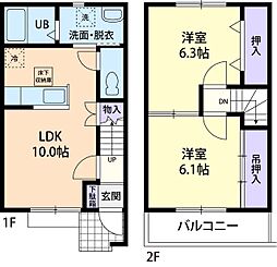 ノースフィールド 2LDKの間取図画像