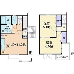 ヴィレッタ 2LDKの間取図画像