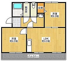 コンチェルト東合川II 205 ｜ 福岡県久留米市東合川新町（賃貸マンション2LDK・2階・53.96㎡） その2