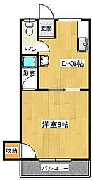 センチュリー梅満2 1DKの間取図画像
