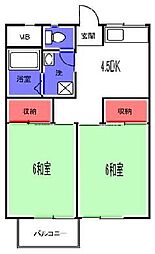 カーサ小柿2 2DKの間取図画像