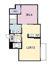 シャーメゾンRAC下鈎 1LDKの間取図画像