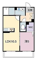 シャーメゾンRAC下鈎 1LDKの間取図画像