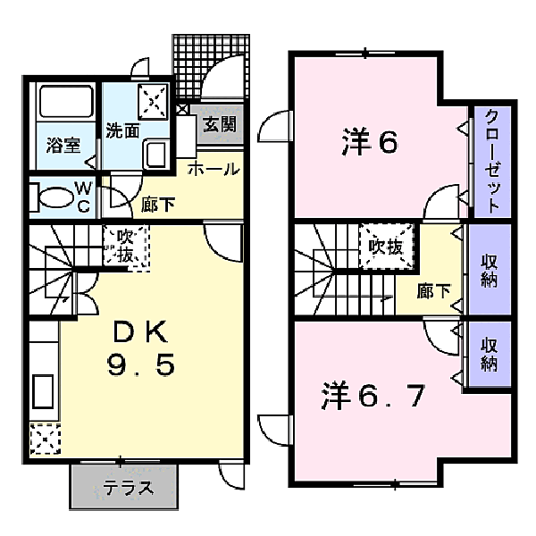 リリィホワイトI 103｜福井県鯖江市杉本町28字37(賃貸アパート2DK・1階・60.03㎡)の写真 その2