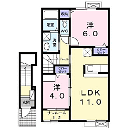 トレフル　Ｈ 2階2LDKの間取り