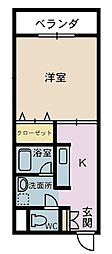ビレッジ・ウエストヒル 1DKの間取図画像