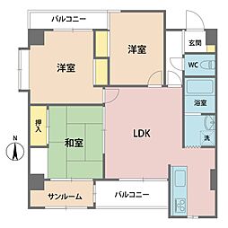 フィクトワール福井311 3LDKの間取図画像