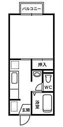 マリー中央 1Kの間取図画像