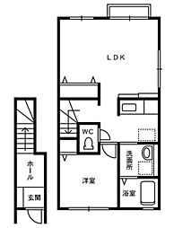 グレイスアーク 2階1LDKの間取り