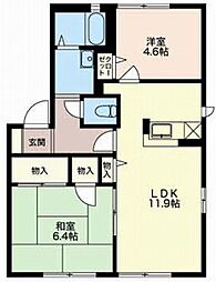 ミレニアムタウン2000 B201 1階2LDKの間取り