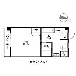 シティーコート岩石北館 1Kの間取図画像