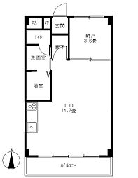 大成コート稲田A 1LDKの間取図画像