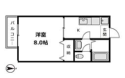 アドミラブールコートA棟 1Kの間取図画像