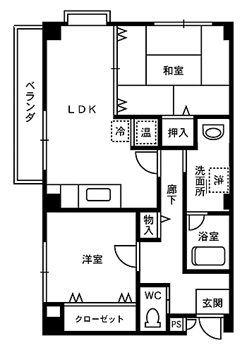 Ks Lumiere 201｜福井県福井市長本町122番1(賃貸マンション2LDK・2階・54.90㎡)の写真 その2