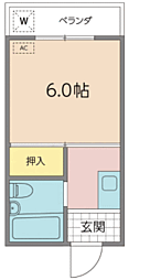豊西コーポ 1Kの間取図画像