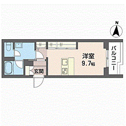 ラ　カンタービレ 107 1階ワンルームの間取り