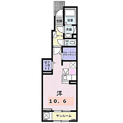 グランデージ 102 1階ワンルームの間取り