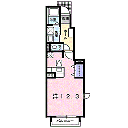 フィオーレ　カーザ 1階ワンルームの間取り