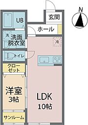H&Mレジデンス 1LDKの間取図画像