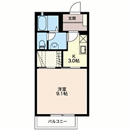 エスポワールS-2 1Kの間取図画像