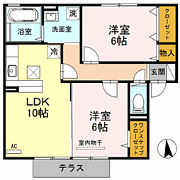 イベールドゥA 2LDKの間取図画像