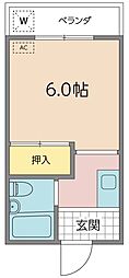 豊西コーポ 1Kの間取図画像