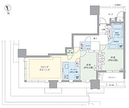 ドゥ・トゥールWEST棟 2LDKの間取図画像