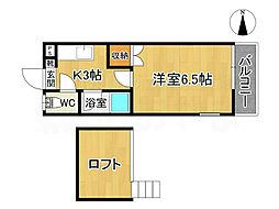 エルメゾン二日市A 1階1Kの間取り