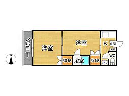 清流ハイツ 2Kの間取図画像