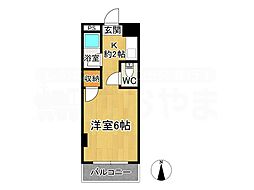 アテイン朱雀 ワンルームの間取図画像