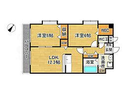 グラシーズコート 2LDKの間取図画像