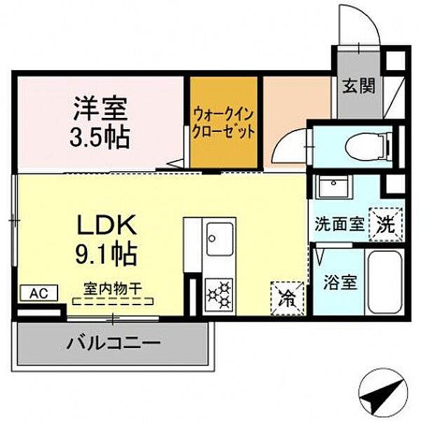 レグルスII 303号室｜広島県東広島市西条中央１丁目(賃貸アパート1LDK・3階・34.14㎡)の写真 その2