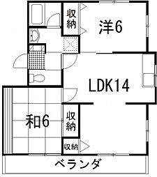 コーポ山城 2LDKの間取図画像