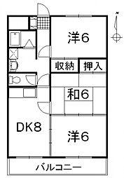 中央マンション 3DKの間取図画像