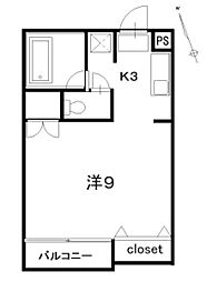 にっしょくビル 1Kの間取図画像