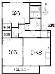 ラ・メール 2DKの間取図画像