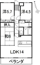 Aステップ西条 3LDKの間取図画像